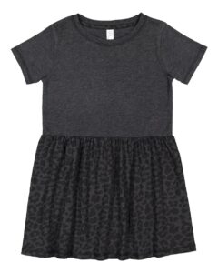 Rabbit Skins 5333 Toddler Fine Jersey Dress – Vintage Smoke/ Black Leopard