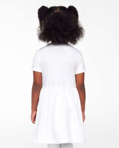 Rabbit Skins 5333 Toddler Fine Jersey Dress – White (on model back)