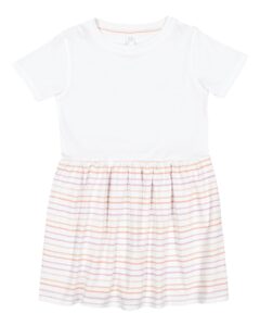Rabbit Skins 5333 Toddler Fine Jersey Dress – White/ Lilac Stripe