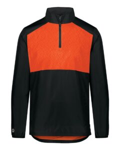 Holloway 229533 Men’s SeriesX Quarter-Zip Pullover – Black/ Orange