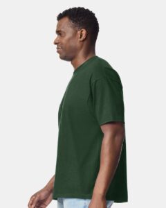 Gildan 75000 Unisex Hammer™ Maxweight T-Shirt – Forest Green (on model side)