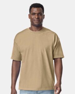 Gildan 75000 Unisex Hammer™ Maxweight T-Shirt – Tan (on model)