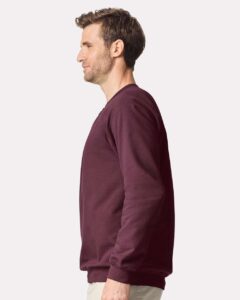 Gildan SF008 Unisex Softstyle® Midweight Quarter-Zip Sweatshirt – Maroon (on model side)