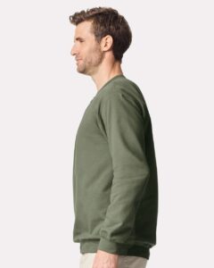 Gildan SF008 Unisex Softstyle® Midweight Quarter-Zip Sweatshirt – Military Green (on model side)
