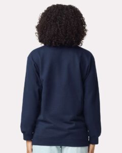 Gildan SF008 Unisex Softstyle® Midweight Quarter-Zip Sweatshirt – Navy (on model back)