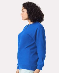 Gildan SF008 Unisex Softstyle® Midweight Quarter-Zip Sweatshirt – Royal (on model side)