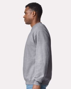 Gildan SF008 Unisex Softstyle® Midweight Quarter-Zip Sweatshirt – Sport Grey (on model side)