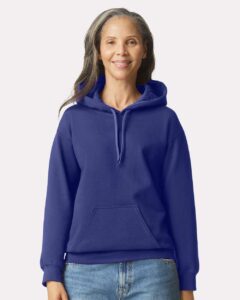 Gildan SF500 Unisex Softstyle® Midweight Hooded Sweatshirt – Cobalt (on model)