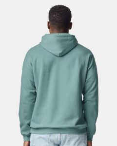 Gildan SF500 Unisex Softstyle® Midweight Hooded Sweatshirt – Aquatic (on model back)