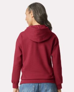 Gildan SF500 Unisex Softstyle® Midweight Hooded Sweatshirt – Cardinal (on model back)