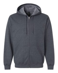 Gildan SF600 Unisex Softstyle® Midweight Full-Zip Hooded Sweatshirt – Dark Heather