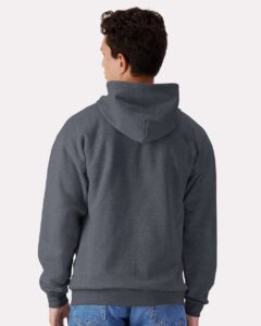 Gildan SF600 Unisex Softstyle® Midweight Full-Zip Hooded Sweatshirt – Dark Heather (on model back)