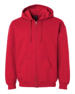 Gildan SF600 Unisex Softstyle® Midweight Full-Zip Hooded Sweatshirt – Red