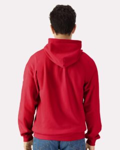 Gildan SF600 Unisex Softstyle® Midweight Full-Zip Hooded Sweatshirt – Red (on model back)