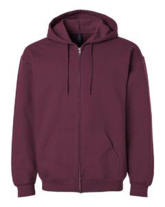 Gildan SF600 Unisex Softstyle® Midweight Full-Zip Hooded Sweatshirt – Maroon