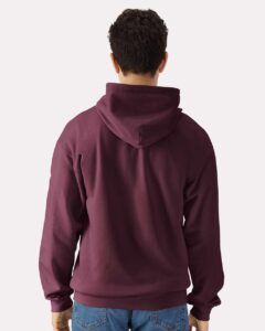 Gildan SF600 Unisex Softstyle® Midweight Full-Zip Hooded Sweatshirt – Maroon (on model back)