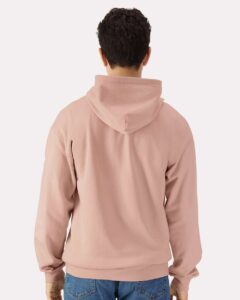 Gildan SF600 Unisex Softstyle® Midweight Full-Zip Hooded Sweatshirt – Dusty Rose (on model back)