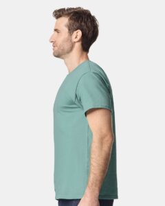 Heavy Cotton T-Shirt – Aquatic (on model side)