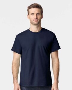 Heavy Cotton T-Shirt – Blue Dusk (on model)