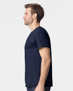 Heavy Cotton T-Shirt – Blue Dusk (on model side)
