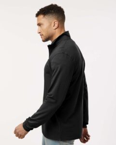 Independent Trading Co. EXP20PQ Men’s Perform Quarter-Zip Pullover – Black (on model side)