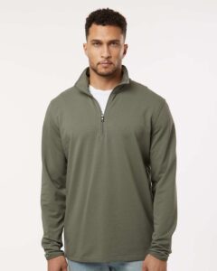 Independent Trading Co. EXP20PQ Men’s Perform Quarter-Zip Pullover – Pine (on model)