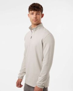 Independent Trading Co. EXP20PQ Men’s Perform Quarter-Zip Pullover – Smoke (on model side)
