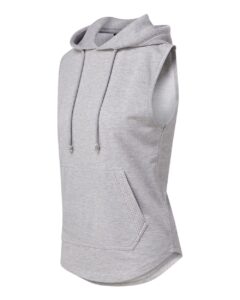MV Sport W24131 Women’s Kinsley Sleeveless Hooded Sweatshirt – Heather Grey (side)