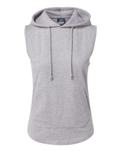 MV Sport W24131 Women’s Kinsley Sleeveless Hooded Sweatshirt – Heather Grey