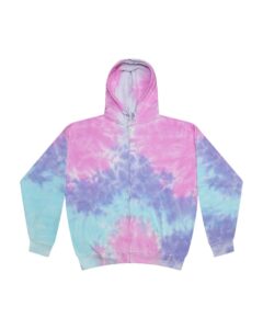 Colortone 8888 Unisex Tie-Dyed Full-Zip Hooded Sweatshirt – Cotton Candy