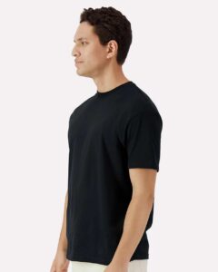 Gildan 3000 Unisex Light Cotton T-Shirt – Black (on model side)