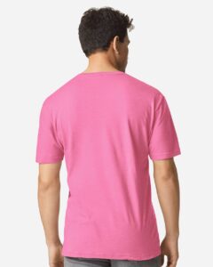 Gildan 3000 Unisex Light Cotton T-Shirt – Azalea (on model back)