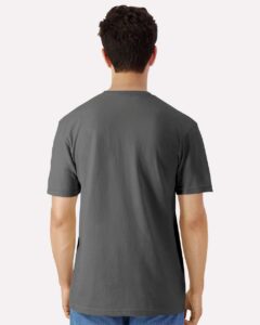 Gildan 3000 Unisex Light Cotton T-Shirt – Charcoal (on model back)