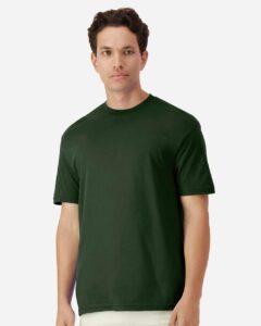 Gildan 3000 Unisex Light Cotton T-Shirt – Forest Green (on model)