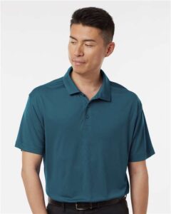 AllPro 41800 Men’s Pro-Lock Performance Polo – Atlantic Blue (on model)