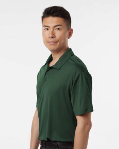 AllPro 41800 Men’s Pro-Lock Performance Polo – Forest Green (on model side)