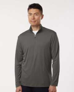 AllPro 41870 Men’s Pro-Lock Performance Quarter-Zip Pullover – Charcoal (on model)