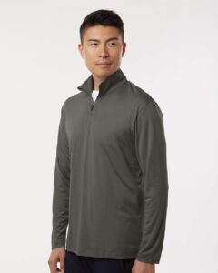 AllPro 41870 Men’s Pro-Lock Performance Quarter-Zip Pullover – Charcoal (on model side)