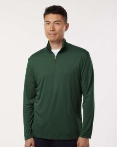 AllPro 41870 Men’s Pro-Lock Performance Quarter-Zip Pullover – Forest Green (on model)