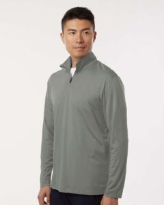 AllPro 41870 Men’s Pro-Lock Performance Quarter-Zip Pullover – Greystone (on model side)