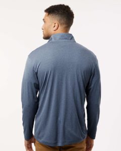 AllPro 41870 Men’s Pro-Lock Performance Quarter-Zip Pullover – Heather Navy (on model back)