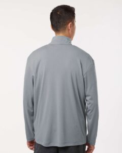 AllPro 41870 Men’s Pro-Lock Performance Quarter-Zip Pullover – Heather Steel (on model back)