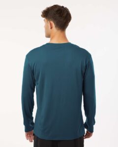 AllPro 48400 Unisex Pro-Lock Performance Long Sleeve T-Shirt – Atlantic Blue (on model back)