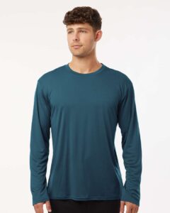 AllPro 48400 Unisex Pro-Lock Performance Long Sleeve T-Shirt – Atlantic Blue (on model)