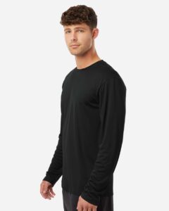 AllPro 48400 Unisex Pro-Lock Performance Long Sleeve T-Shirt – Black (on model side)