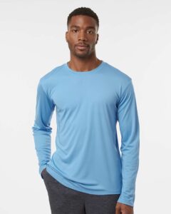 AllPro 48400 Unisex Pro-Lock Performance Long Sleeve T-Shirt – Carolina Blue (on model)