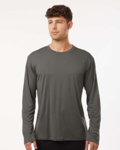 AllPro 48400 Unisex Pro-Lock Performance Long Sleeve T-Shirt – Charcoal (on model)