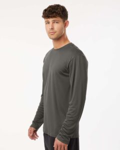 AllPro 48400 Unisex Pro-Lock Performance Long Sleeve T-Shirt – Charcoal (on model side)