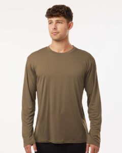 AllPro 48400 Unisex Pro-Lock Performance Long Sleeve T-Shirt – Cigar (on model)