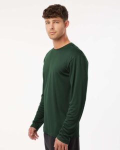 AllPro 48400 Unisex Pro-Lock Performance Long Sleeve T-Shirt – Forest Green (on model side)
